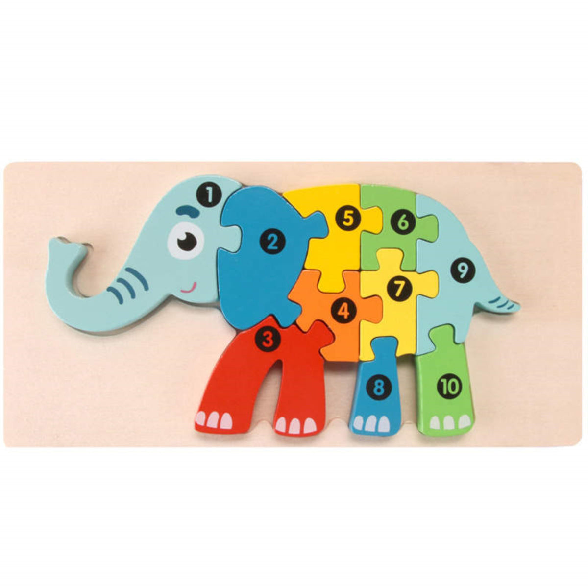 Wooden puzzle elephant and caterpillar set of 2