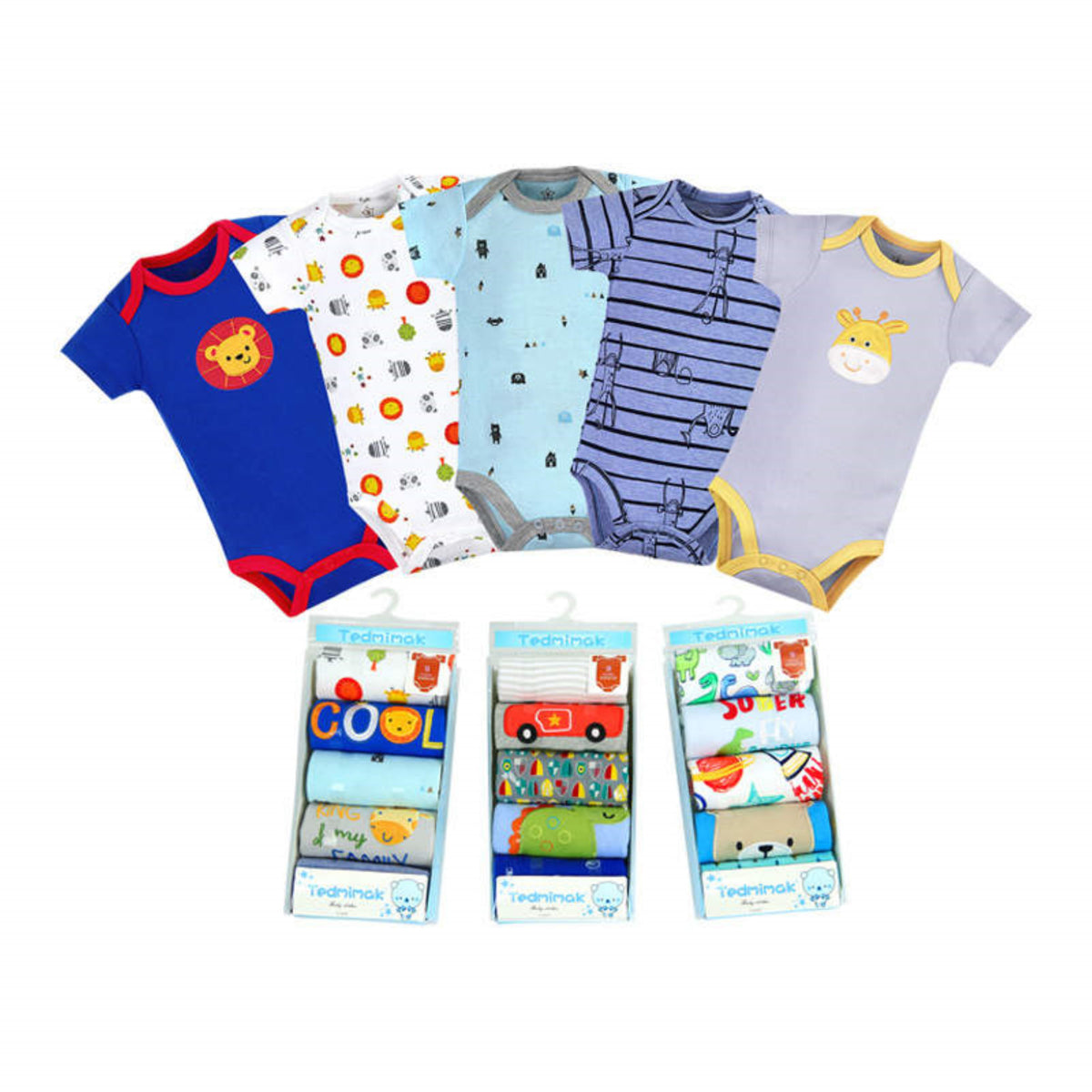 Lot de 5 bodys garçon 3 tailles, chacun différent !