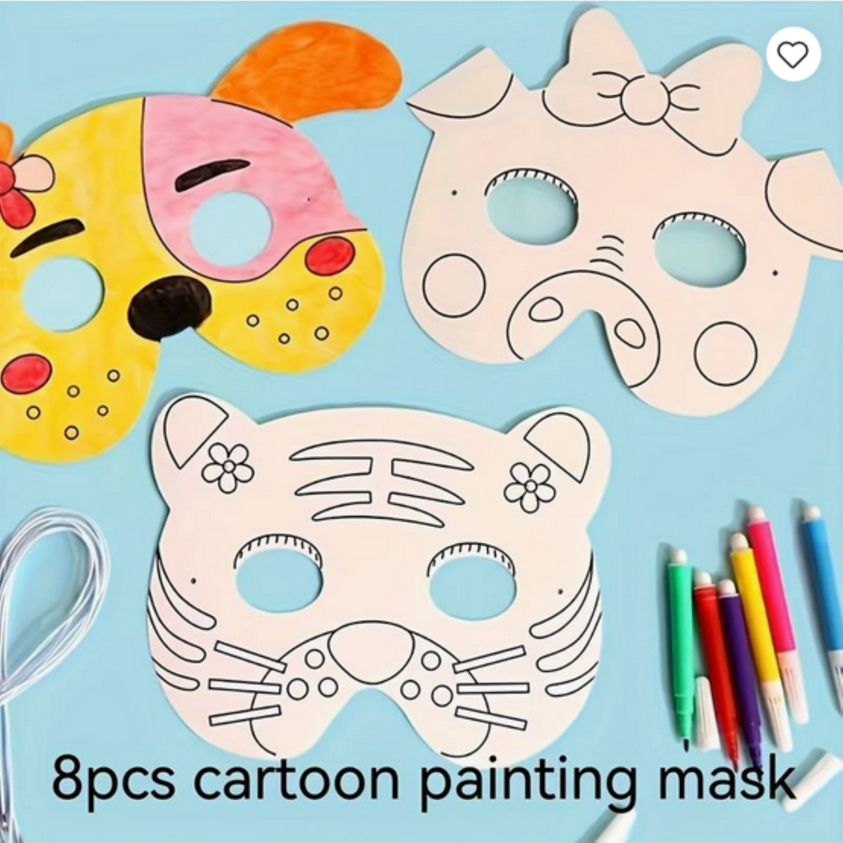 Lustige Masken zum bemalen 9 Stk