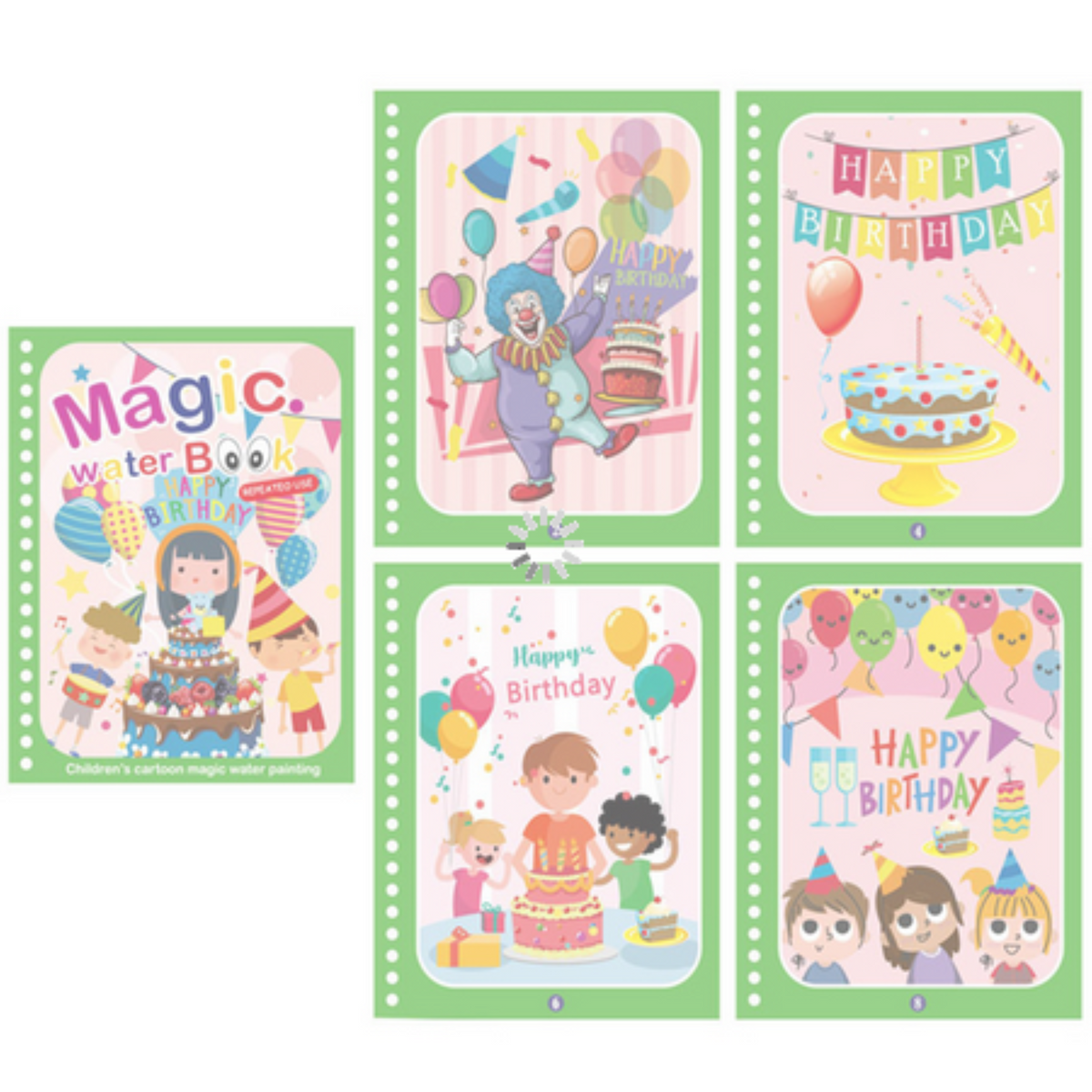 Cahier d&#39;aquarelle Magic en set de 2 Magic Happy Birthday et Animaux