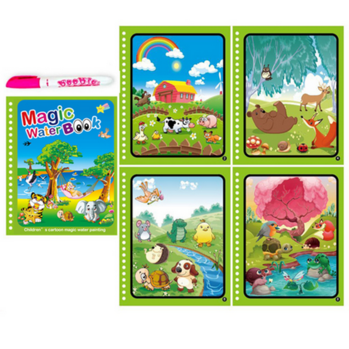 Cahier d&#39;aquarelle Magic en set de 2 Magic Happy Birthday et Animaux