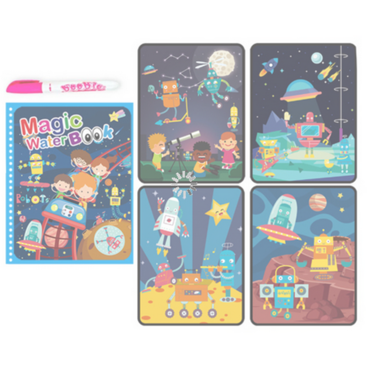 Cahier d&#39;aquarelle Magic en lot de 2 Univers et Aquarium en lot de 2