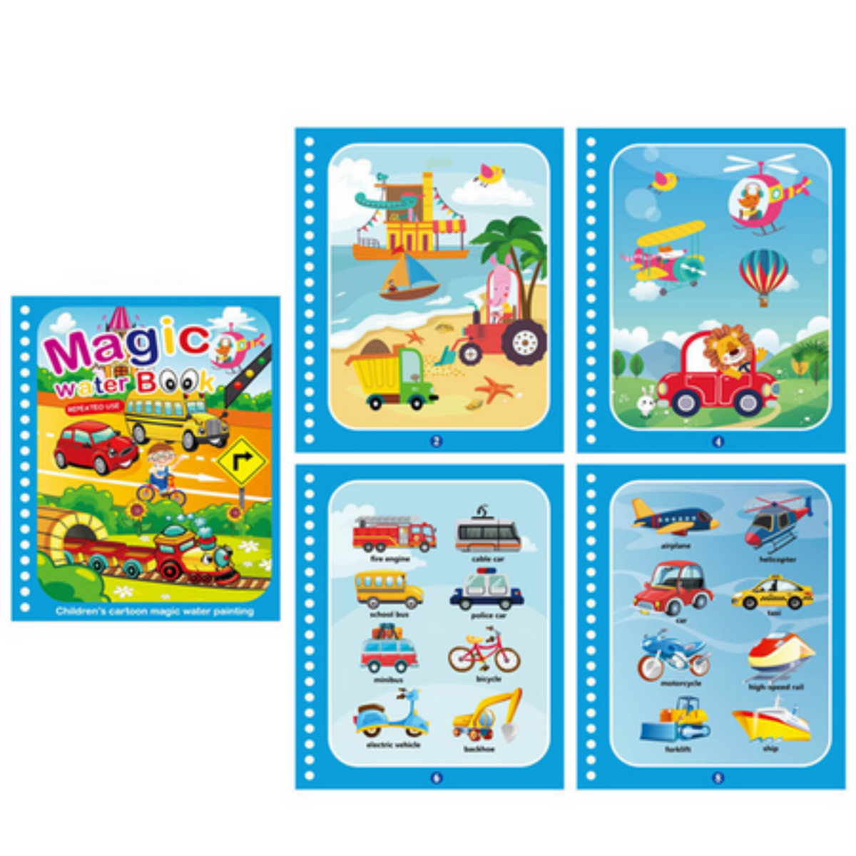 Water marker book Magic in set of 2 Aquarium and vehicles