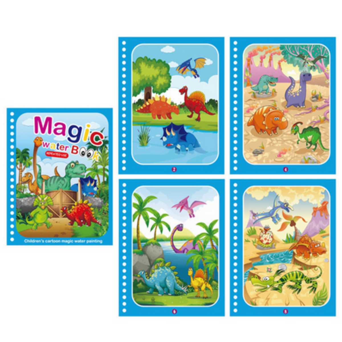 Cahier d&#39;aquarelle Magic, set de 2 aquariums et dinosaures