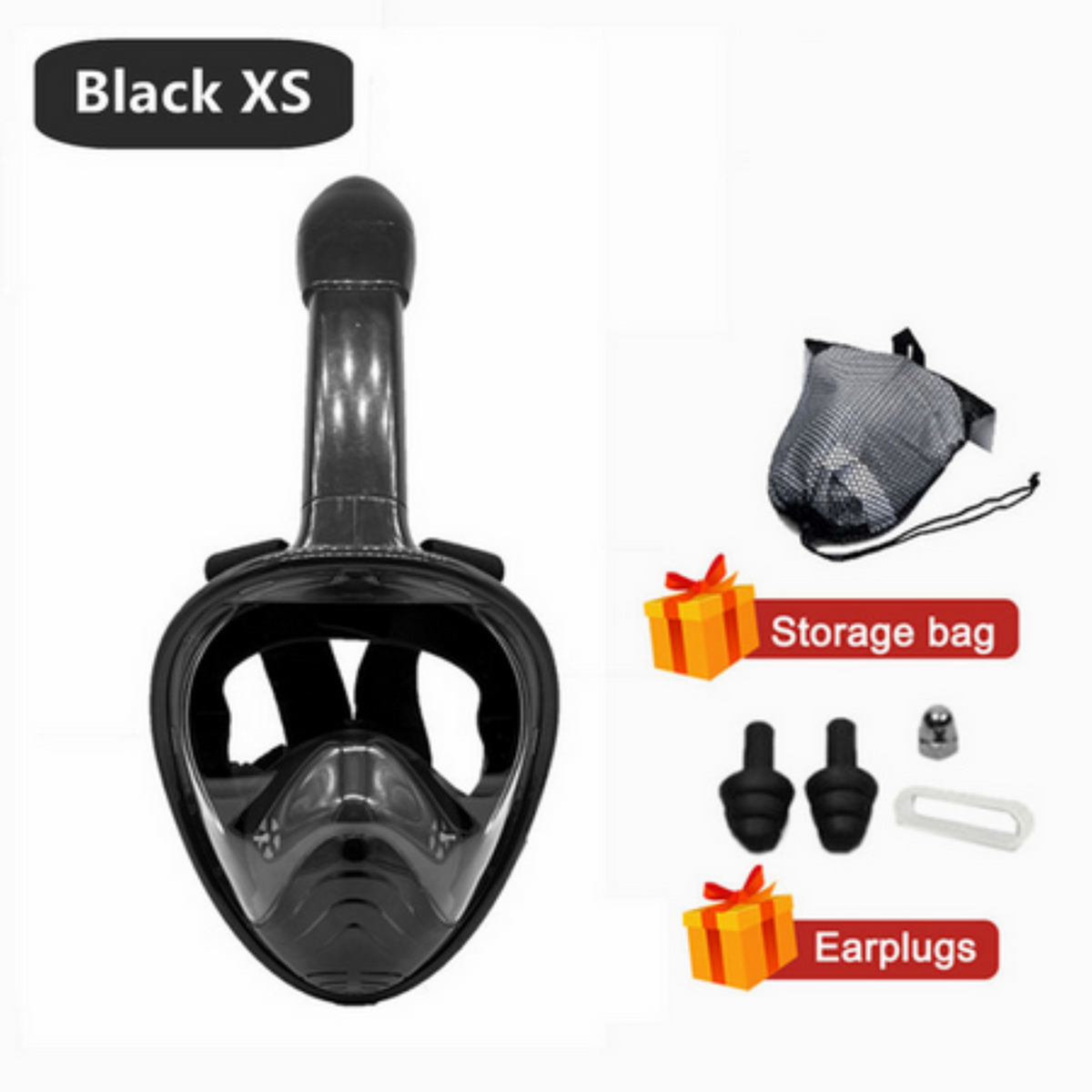Masque complet XS noir pour la plongée sous-marine pour les enfants de 4 à 10 ans