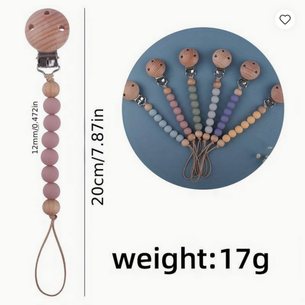 Nuggikette / Schnullerkette Blau Grau  2er Set