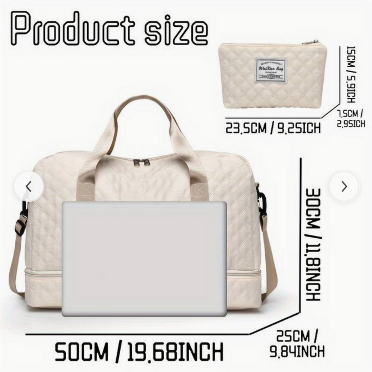Superbe sac de voyage/bain multifonctionnel Camel avec petit necessaire